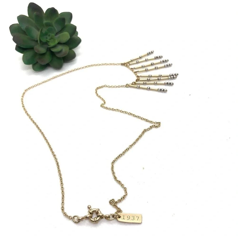 NWOT Madewell 1937 Silver and Gold Beaded Fringe Necklace